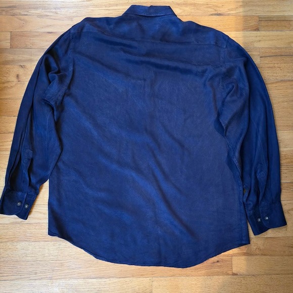 Baracuta Purple Long Sleeve Button Down Shirt SZ XL Mens 100% Silk 80s 90s Style - Picture 8 of 8